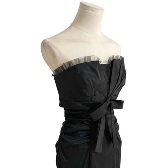 CACHE Black Strapless Mini Dress LBD Cocktail‎ Party Wedding Event Size 8 6 Bow - Picture 4 of 8